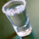 Tequila shooter in a frosted glass