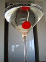 Sweet martini garnished with a cocktail cherry